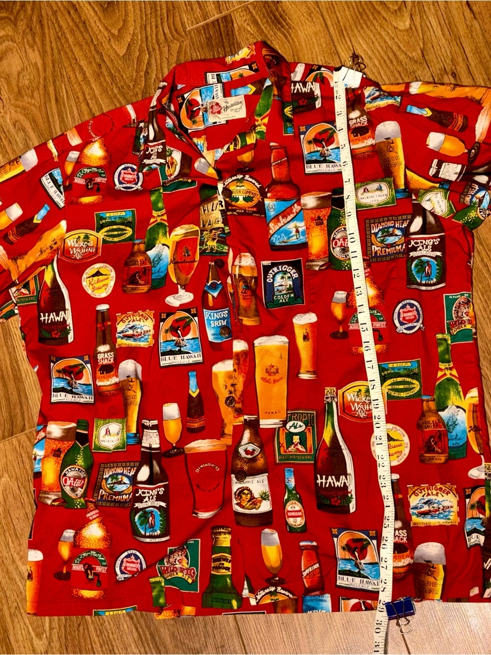 Red Hawaiian Beer Print Men's Shirt XL